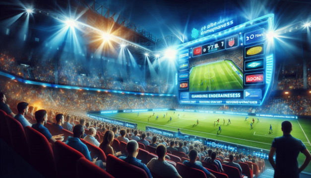 A dynamic and engaging scene showcasing a soccer stadium filled with enthusiastic fans